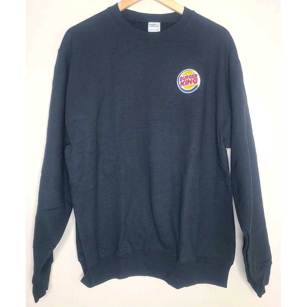 BURGER‎ KING Employee Uniform Sweatshirt Embroidered Patch Black Size Large